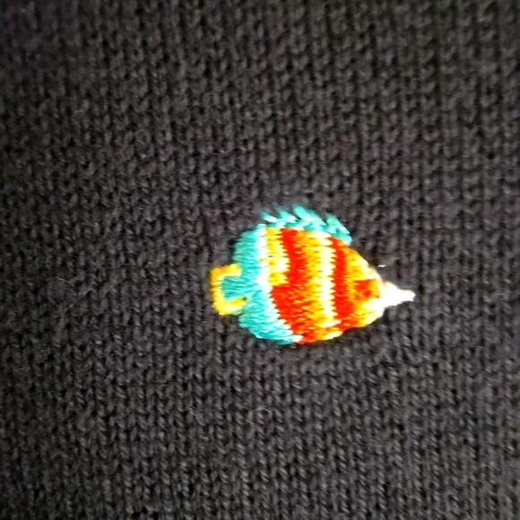 C.J. Banks Womens 1X Cardigan Tropical Fish Embroidery Black Button Front Top - Picture 2 of 11